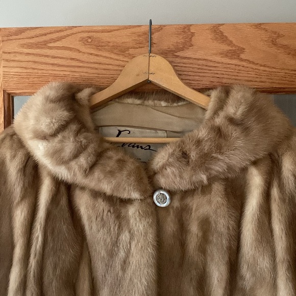 Evans Mink Fur Jacket | Autumn Haze | Shawl Collar & Bracelet Cuffs (M/L) - Picture 3 of 11